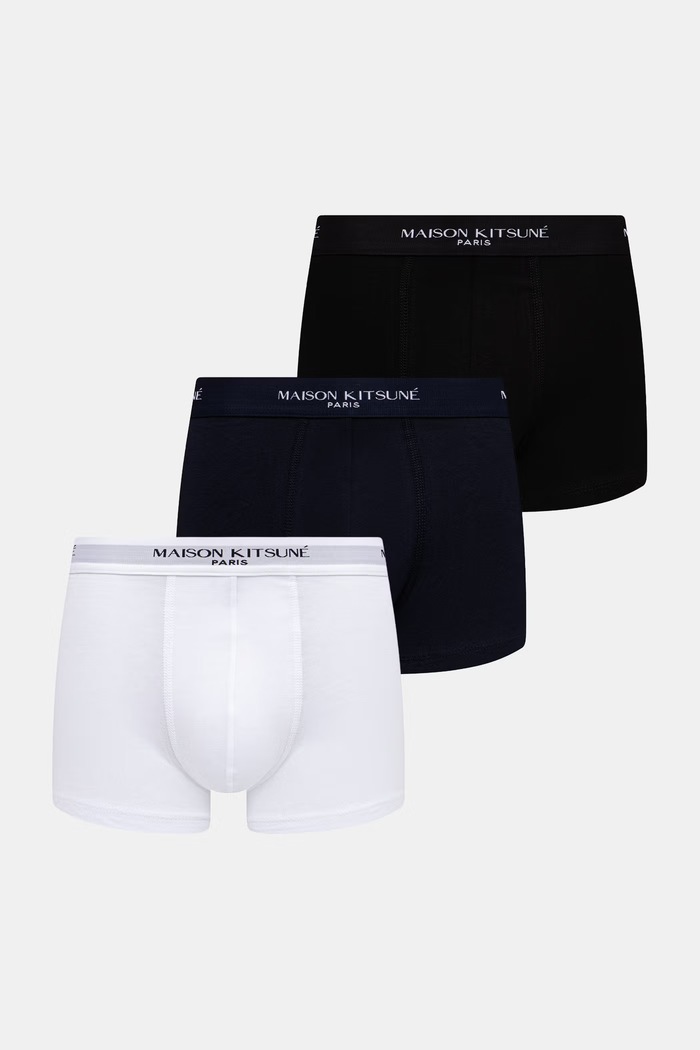 Maison Kitsuné bokserki 3-pack gładkie czarny QM03600KA0041