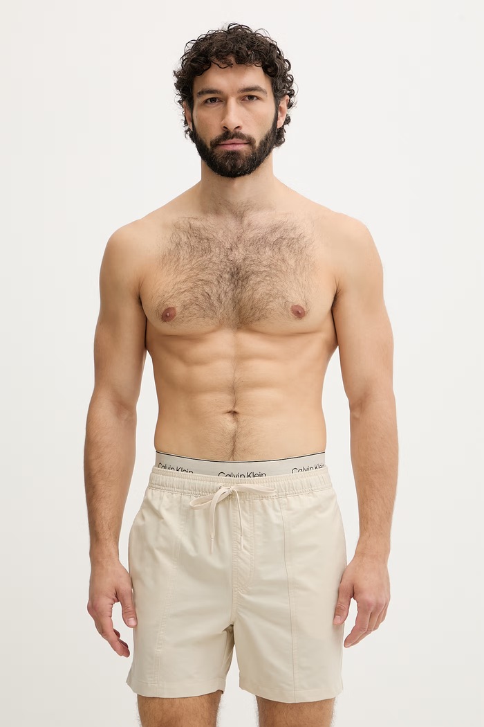 Calvin Klein plavecké šortky pánske béžová LV00N61017