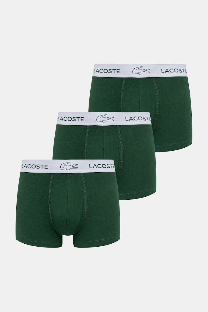 Lacoste Boxerky pánske bavlnené s elastanom 3-pak zelená 5H3583