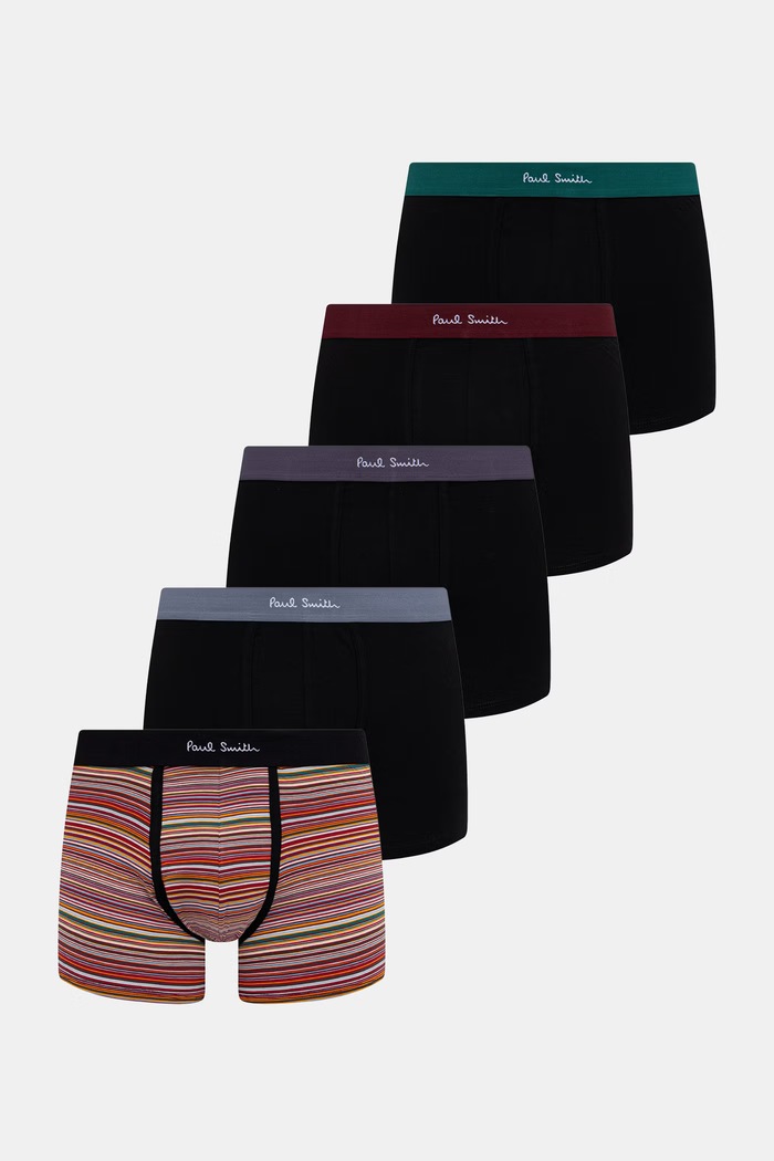 Paul Smith 5 PACK BLK SIGN Boxer in cotone da uomo pacco da 7 nero M1A.914.M5PK2