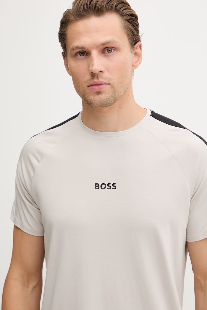 BOSS pižama s kratkimi rokavi moška z modalom Shirt RN bež 50557056