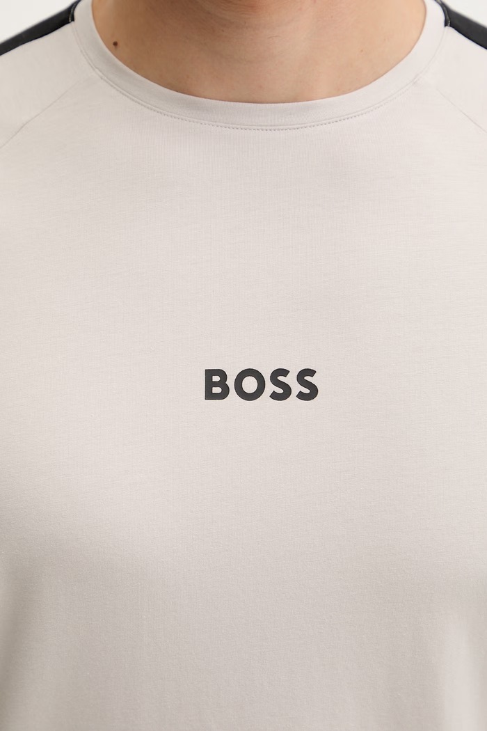 BOSS pižama s kratkimi rokavi moška z modalom Shirt RN 50557056 bež