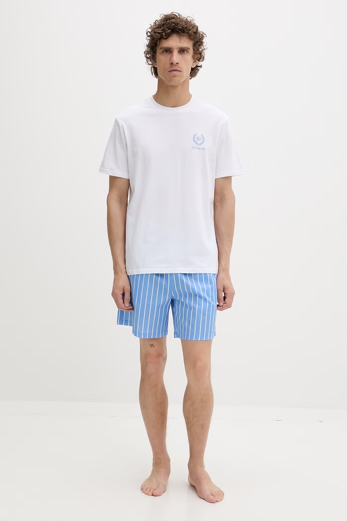 Karl Lagerfeld pijama din două piese pentru bărbați, din bumbac alb B2M45001