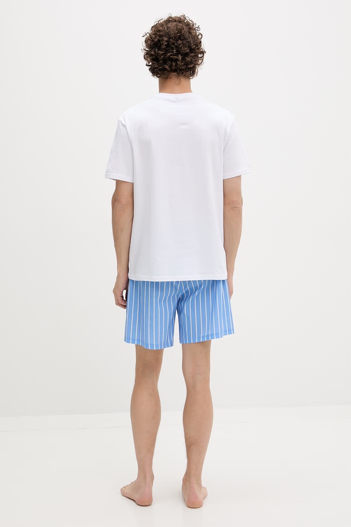 Karl Lagerfeld pijama din două piese pentru bărbați, din bumbac alb B2M45001