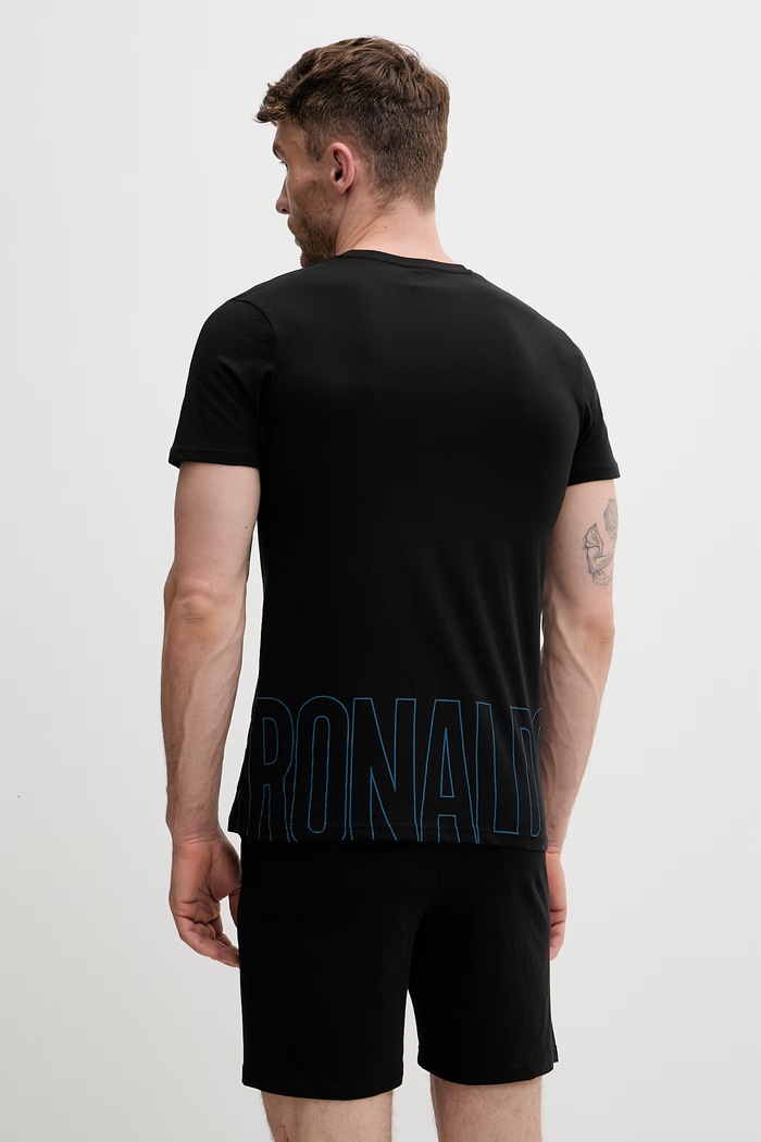 CR7 Cristiano Ronaldo pigiama a due parti da uomo in cotone 8730.4100.2622 nero SS26