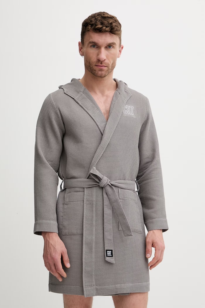 CR7 Cristiano Ronaldo accappatoio con cappuccio da uomo con cotone grigio 8746.93.5