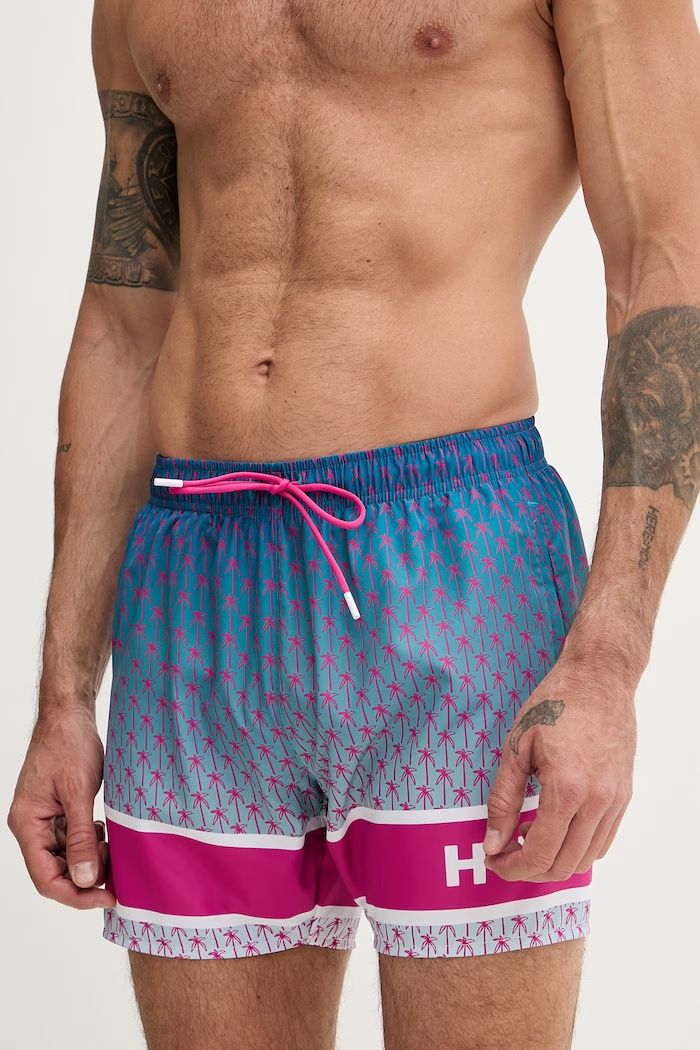 HUGO pantaloni scurți de baie pentru bărbați PALMS_SWIM_SHORTS 50561097 albastru SS26