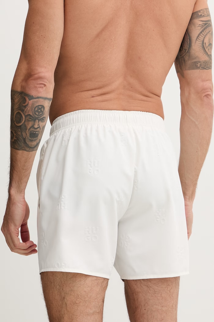 Îmbrăcăminte HUGO pantaloni scurți de baie pentru bărbați TONAL_LOGO 50561222 alb