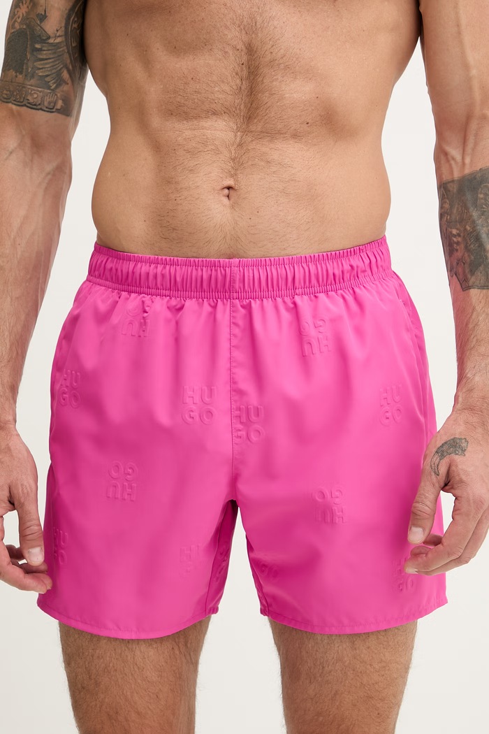 HUGO pantaloni scurți de baie pentru bărbați TONAL_LOGO 50561222 roz SS26