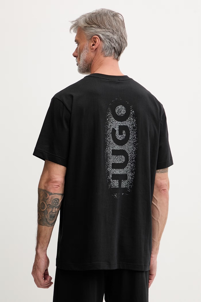 HUGO pyžamové tričko pánske bavlnené SPRAY T-SHIRT čierna 50559731