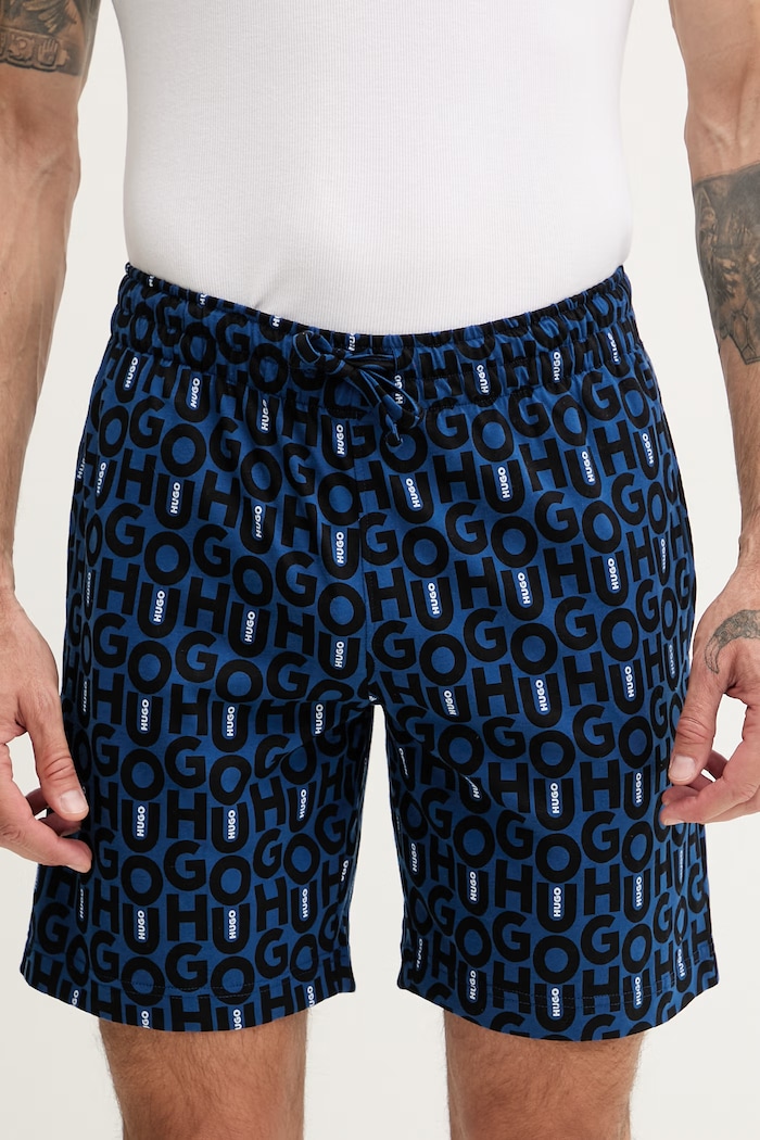 HUGO pyžamové šortky pánske bavlnené MILO SHORTS tmavomodrá 50559741