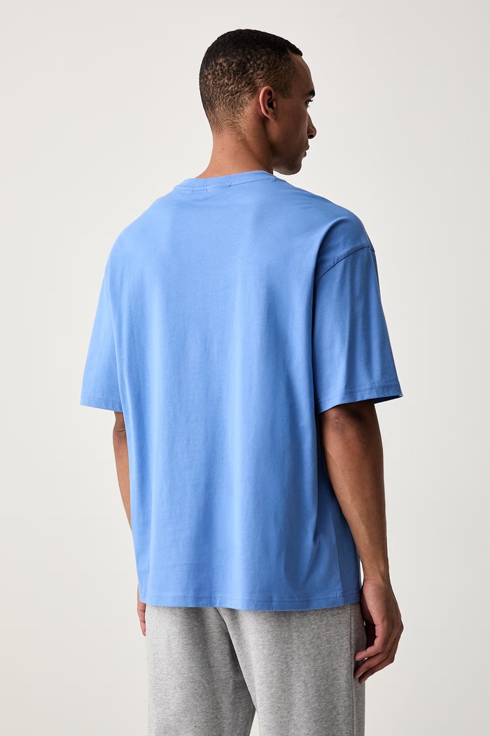 HUGO T-shirt męski bawełniany TIKI T-SHIRT 50561117 niebieski SS26