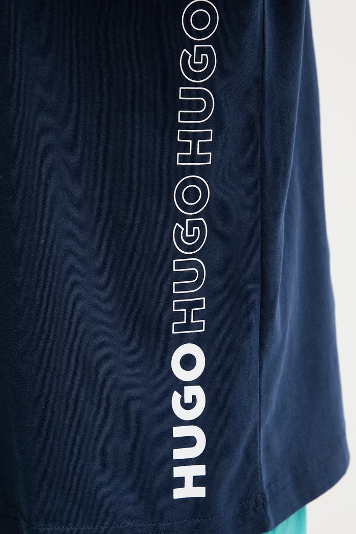 HUGO kratka moška bombažna majica TIKI T-SHIRT mornarsko modra 50561117