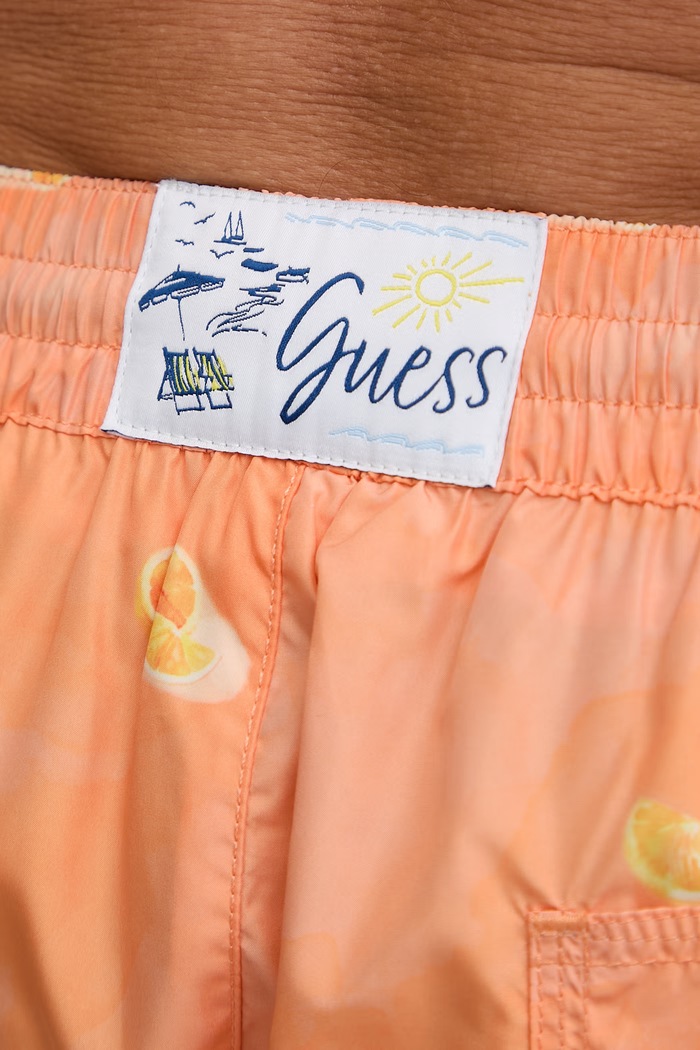Guess pantaloni scurți de baie pentru bărbați portocaliu F6GT10.WN122