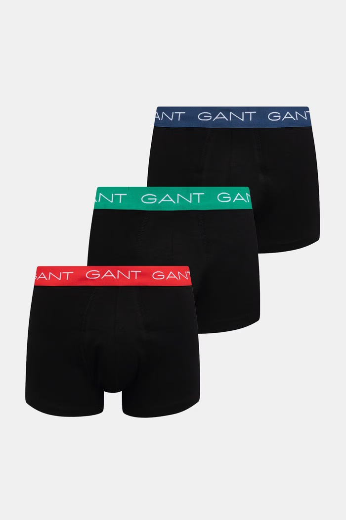 Gant přiléhavé boxerky pánské bavlněné s elastanem 3-pack černá 902613003