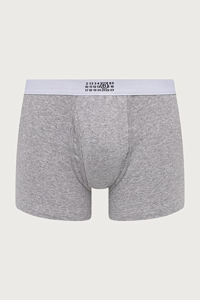 MM6 Maison Margiela Bokserki dopasowane męskie bawełniane z elastanem szary MJLD50020