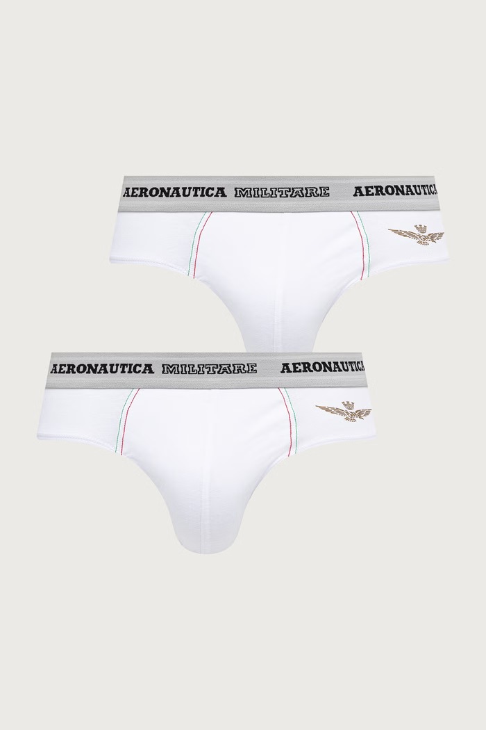 Aeronautica Militare Slipy męskie bawełniane z elastanem 2-pack biały AM1USL002
