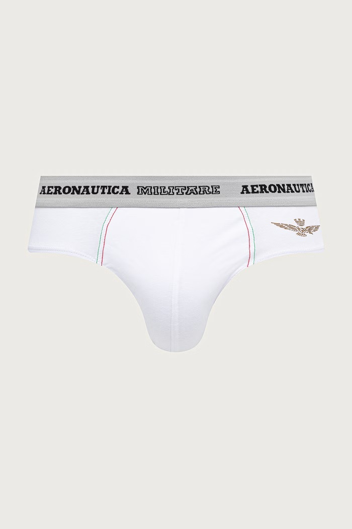 Aeronautica Militare Slipy męskie bawełniane z elastanem 2-pack AM1USL002 biały SS26