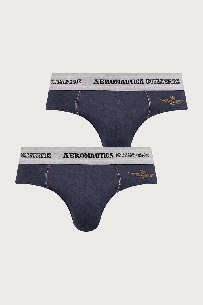 Aeronautica Militare Slipy męskie bawełniane z elastanem 2-pack granatowy AM1USL002