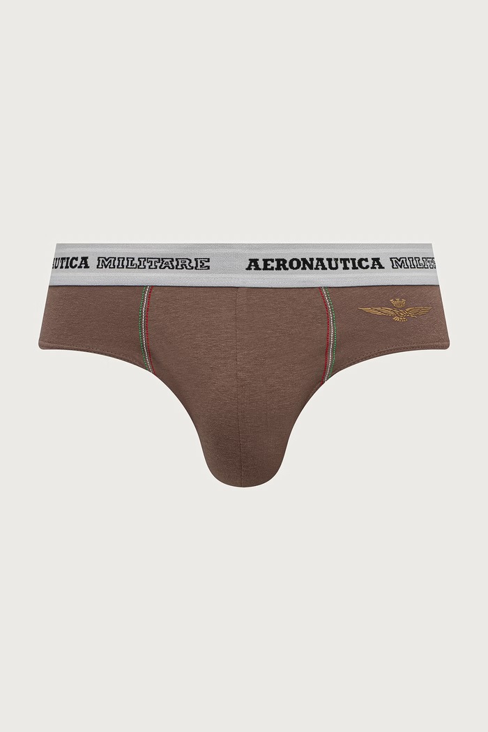 Aeronautica Militare Slipy męskie bawełniane z elastanem 2-pack AM1USL002 brązowy SS26