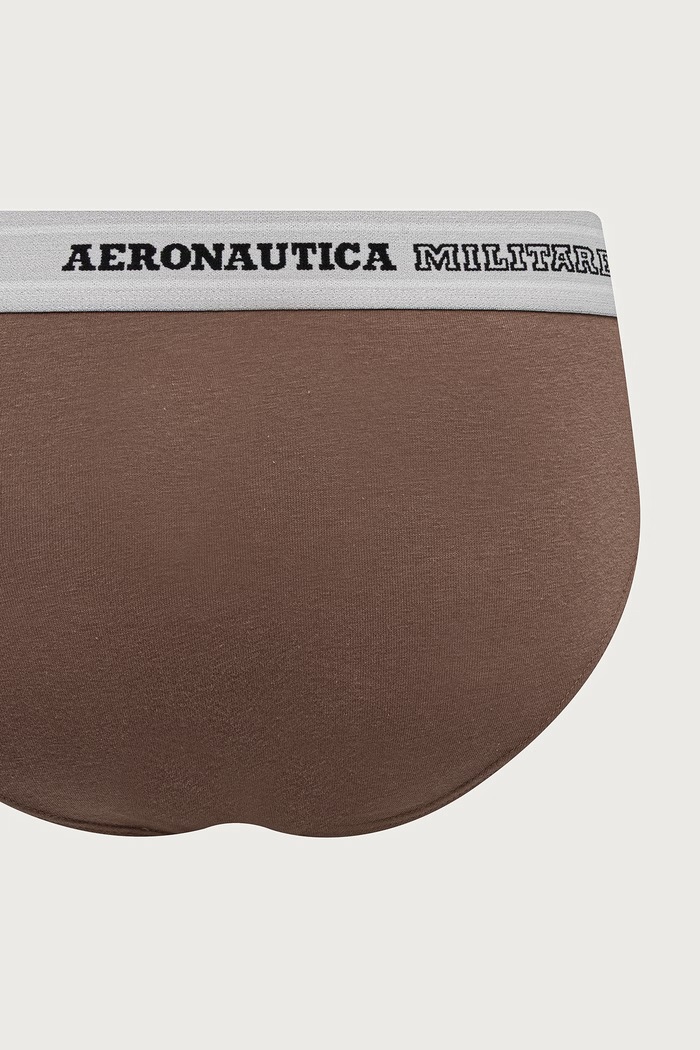 Odzież Aeronautica Militare Slipy męskie bawełniane z elastanem 2-pack AM1USL002 brązowy