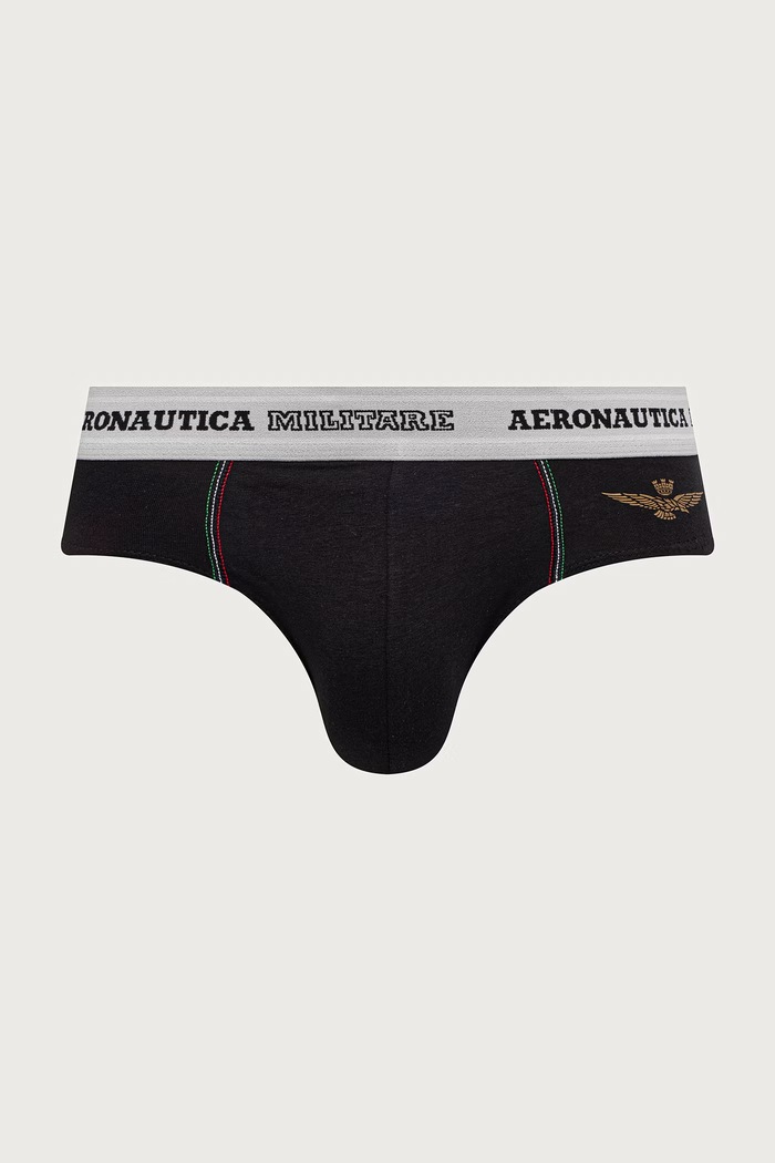Aeronautica Militare Slipy męskie bawełniane z elastanem 2-pack AM1USL002 czarny SS26