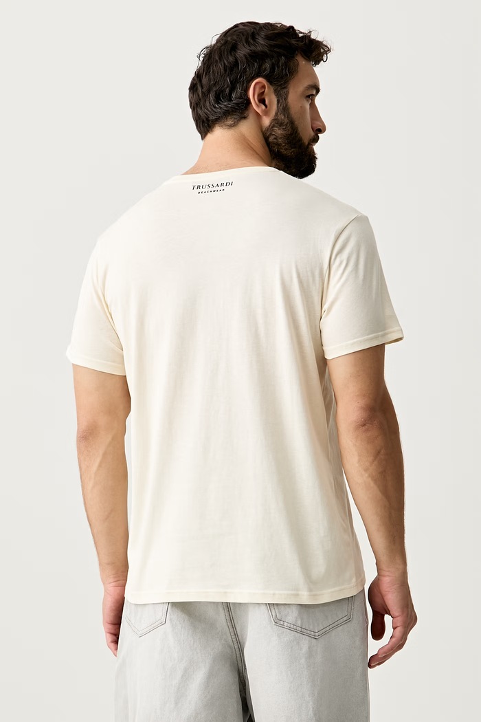 Odzież Trussardi T-shirt męski bawełniany TRU26MTS03 beżowy