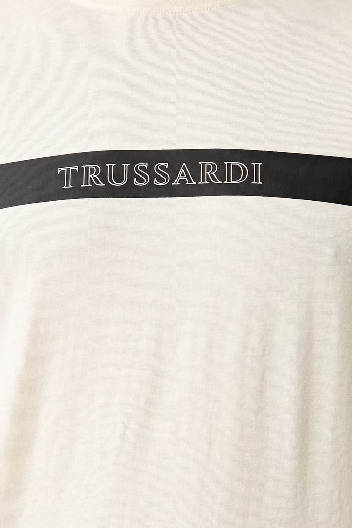 Trussardi T-shirt męski bawełniany TRU26MTS03 beżowy