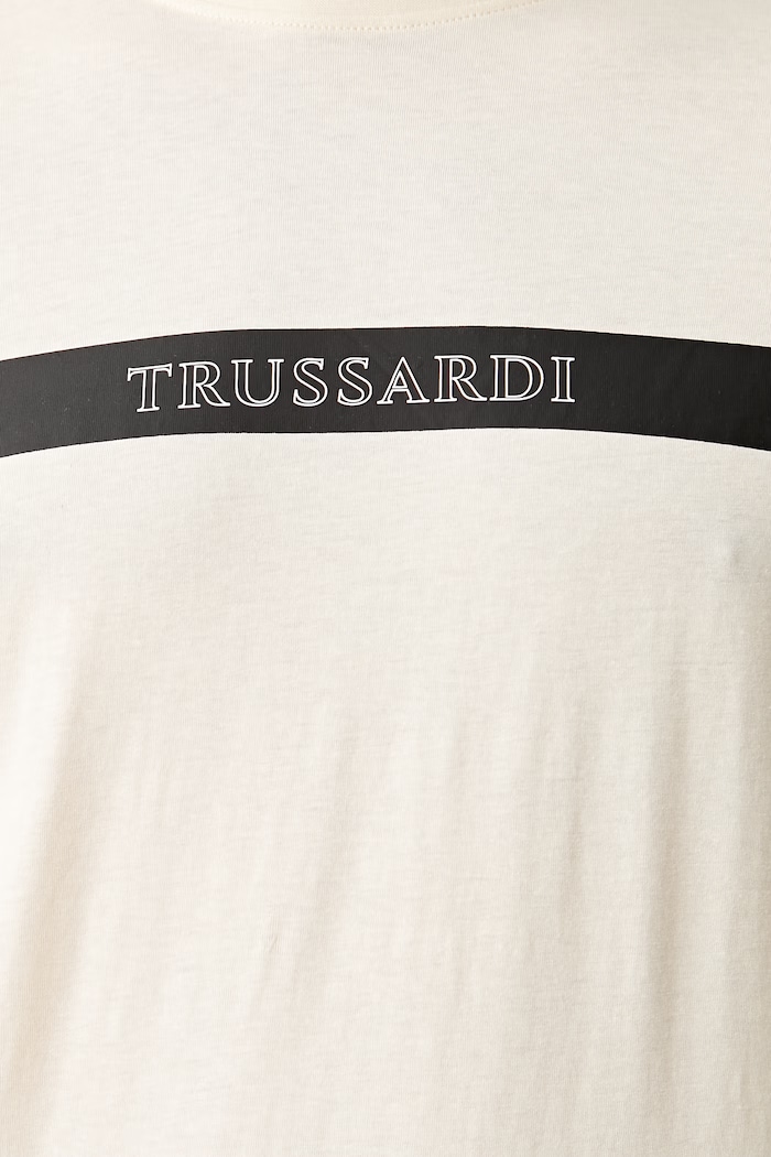 Trussardi T-shirt męski bawełniany TRU26MTS03 beżowy