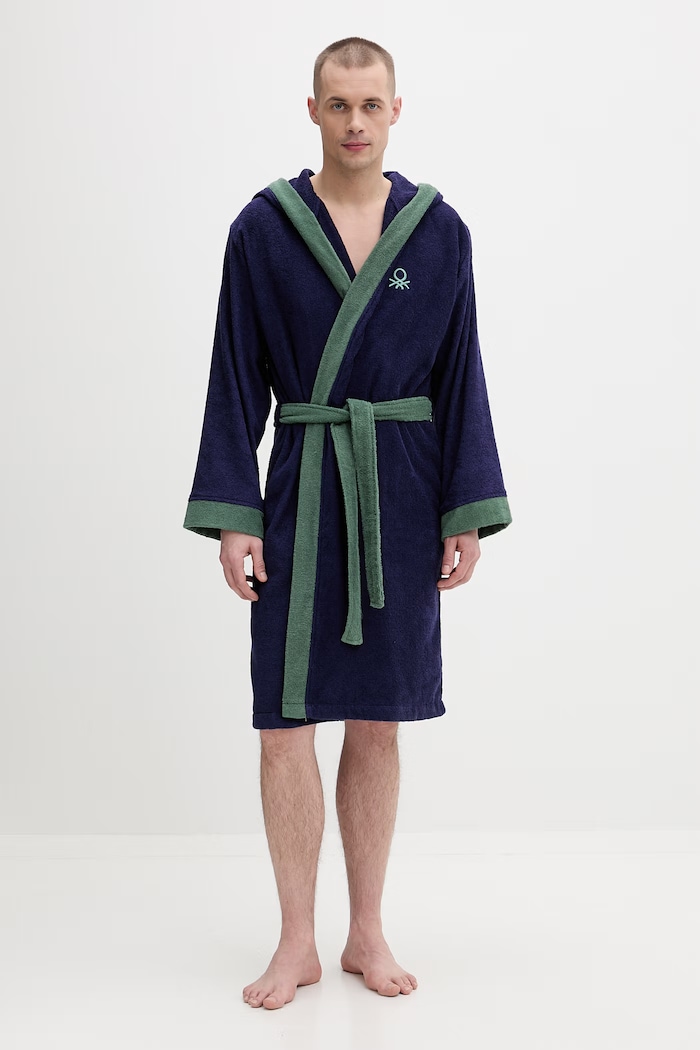United Colors of Benetton froté župan dámsky bavlnený 64PDV800I tmavomodrá SS26