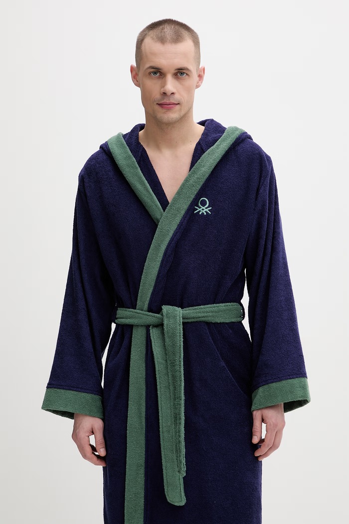 United Colors of Benetton froté župan dámsky bavlnený tmavomodrá 64PDV800I