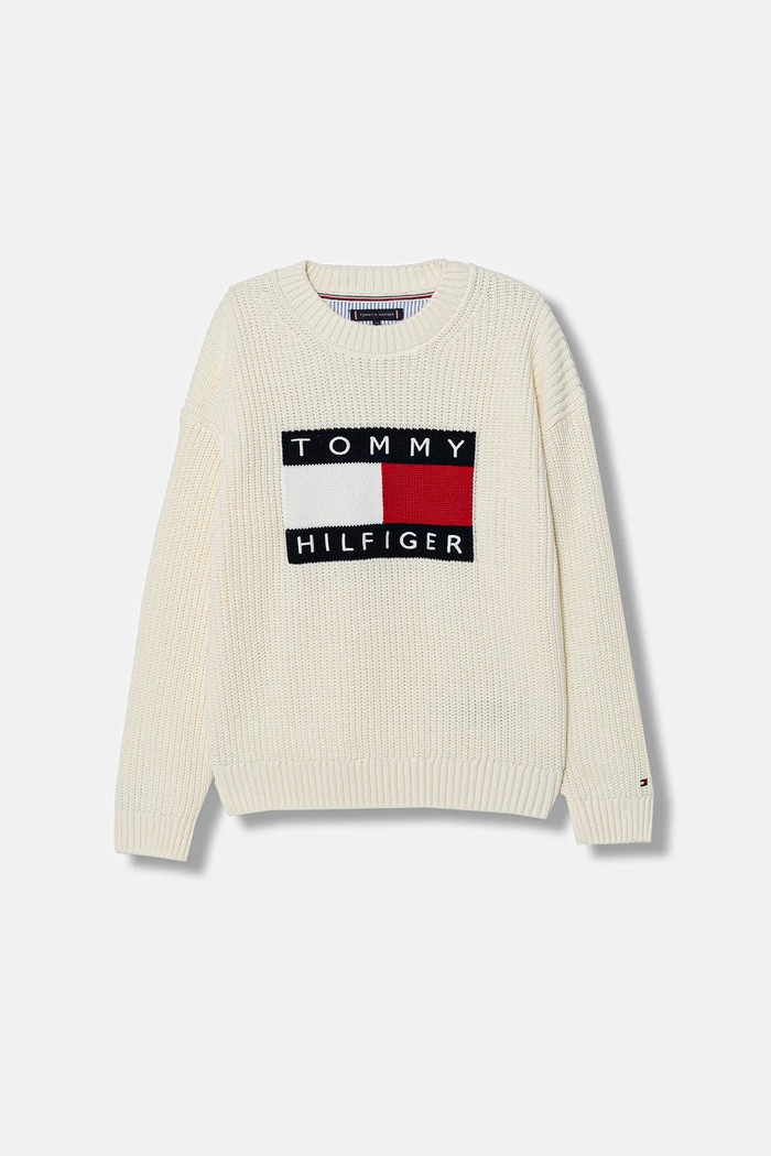 Dětský svetr Tommy Hilfiger středně silná béžová KB0KB10071.128.176.PPY2