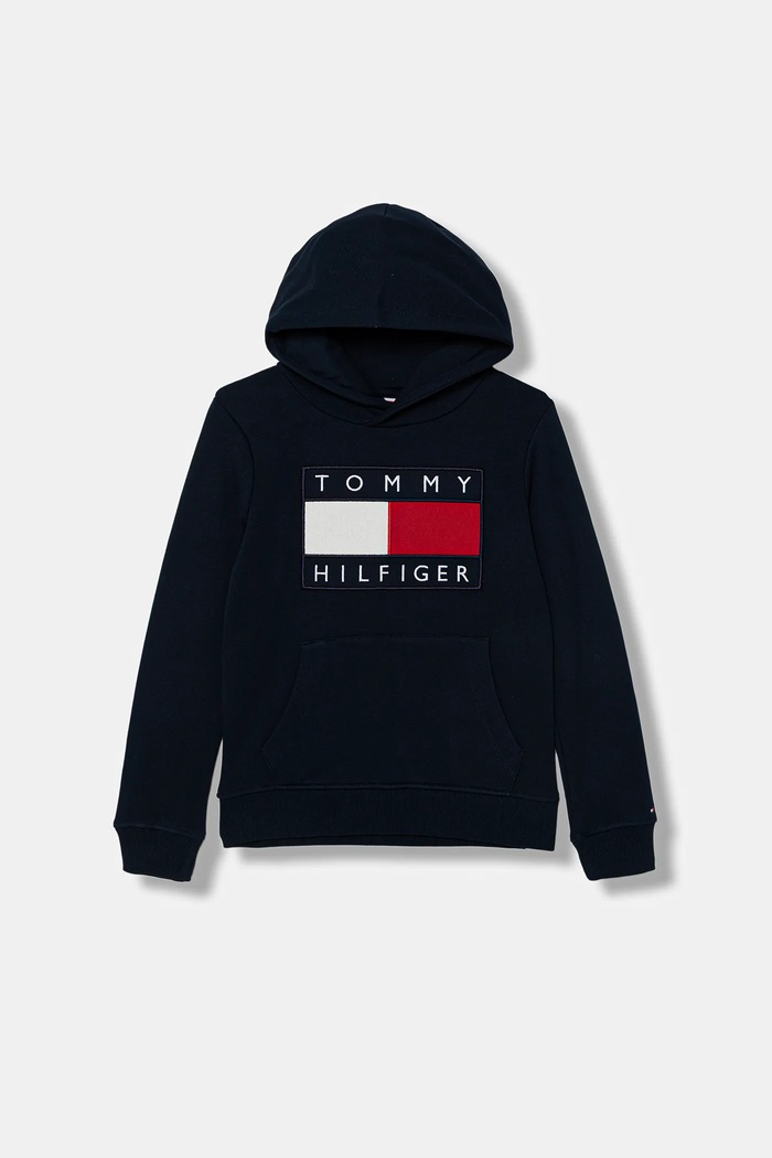 Παιδική μπλούζα Tommy Hilfiger με κουκούλα σκούρο μπλε KS0KS00707.128.176.PPY2