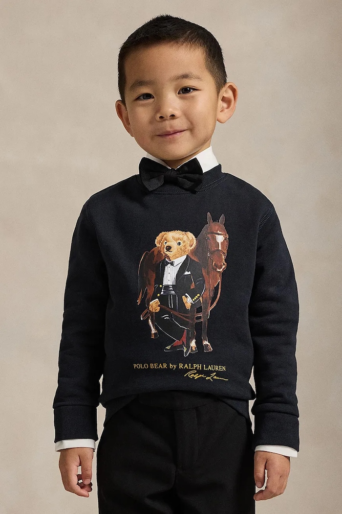 Polo Ralph Lauren hanorac de bumbac pentru copii print negru 322A10261001