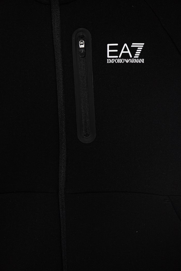 Băieți EA7 Emporio Armani hanorac cu fermoar și glugă pentru copii 7B000326.AF20845 negru