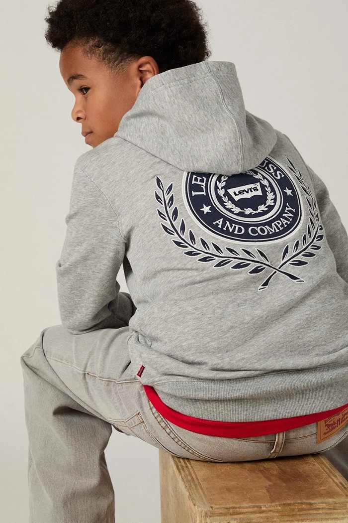 Detská mikina Levi's MODERN CREST HOODIE melanž sivá 9EP587