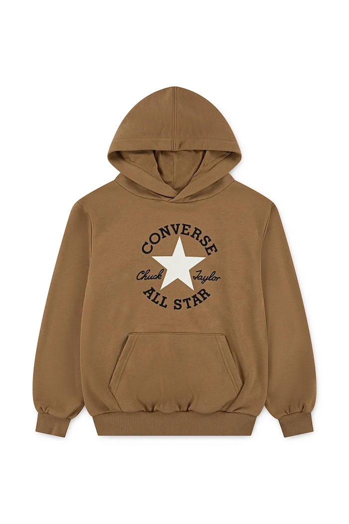 Детски суичър Converse с качулка кафяв 9CH002.PPY2
