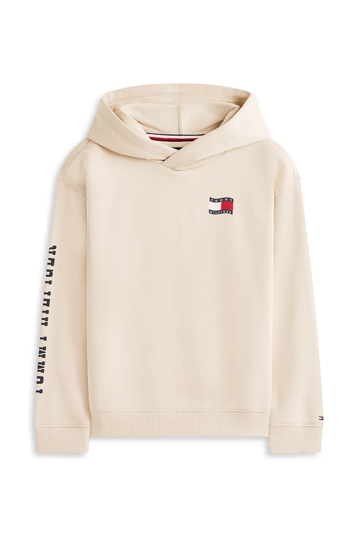 Tommy Hilfiger mikina s kapucňou detská s bavlnou KB0KB10319.122.PPY2 béžová SS26