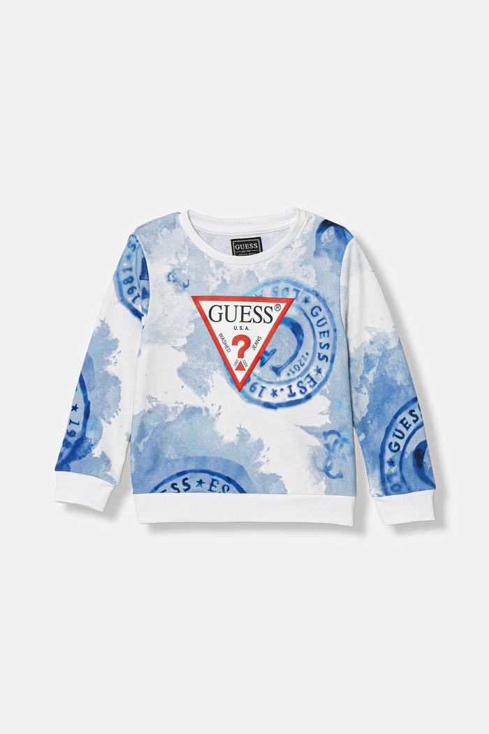 Guess bluza bawełniana dziecięca nadruk niebieski N6GQ00.KA6R4.PPY2.M