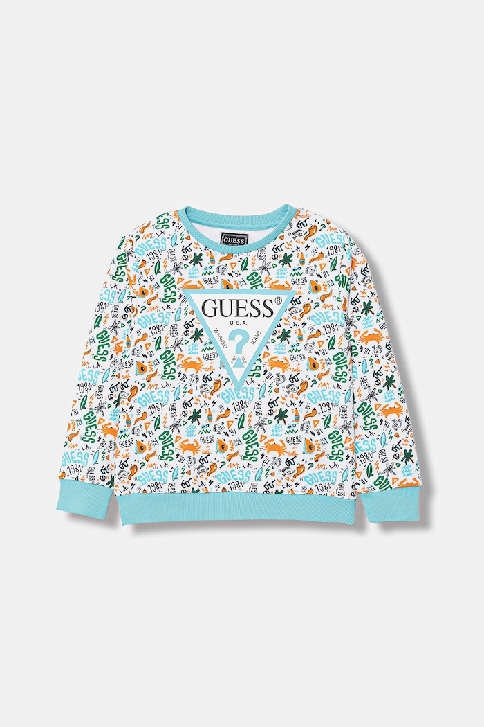 Guess bluza bawełniana dziecięca nadruk niebieski N6GQ00.KA6R4.PPY2.M