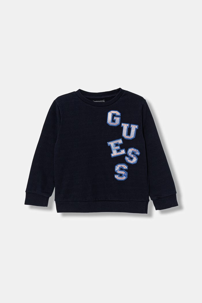 Guess bluza bawełniana dziecięca aplikacja granatowy N6GQ02.KA6R4.PPY2.M