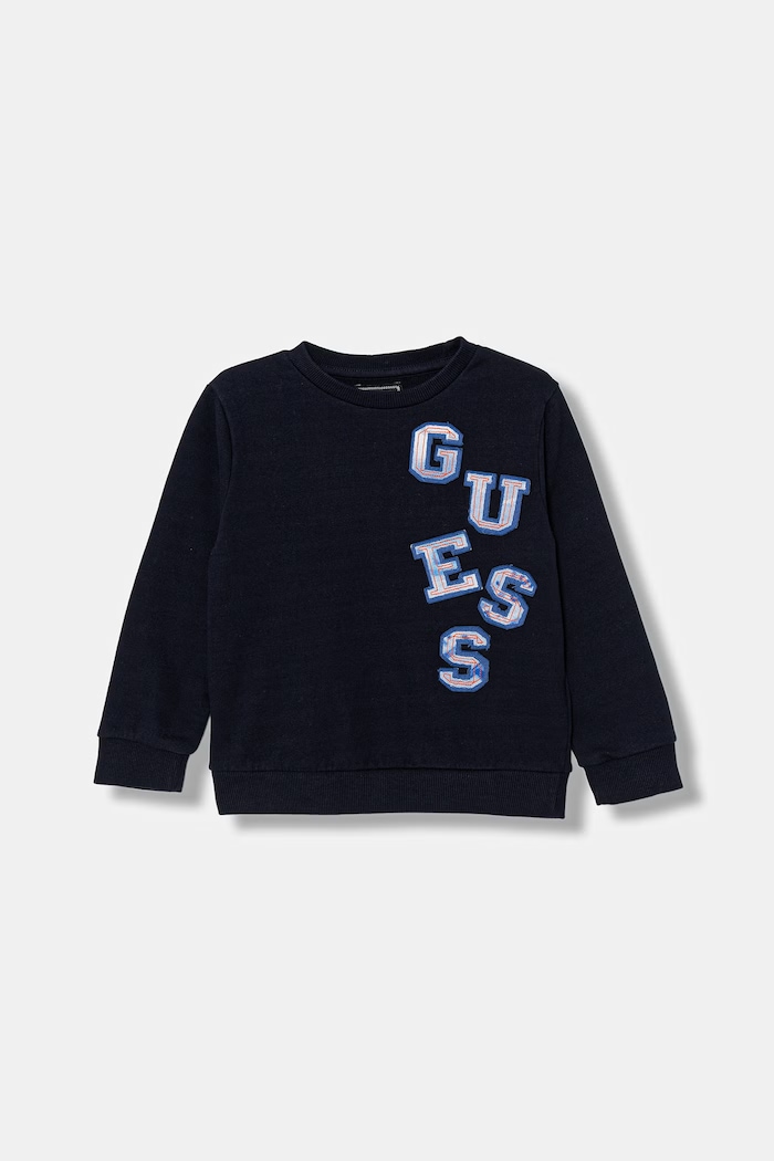 Guess bluza bawełniana dziecięca aplikacja granatowy N6GQ02.KA6R4.PPY2.M