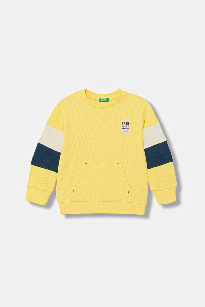 Detská bavlnená mikina United Colors of Benetton žltá 30DSG10LY.P.Stagionale