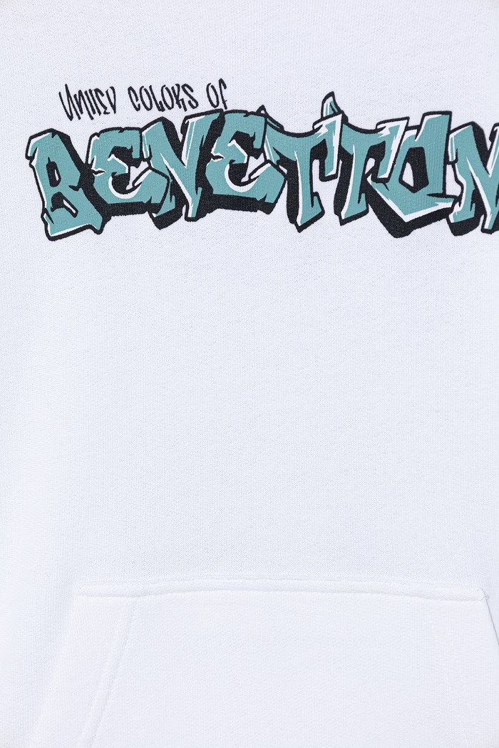 Chłopiec United Colors of Benetton bluza z kapturem dziecięca bawełniana 3J68C205K.G.Stagionale biały