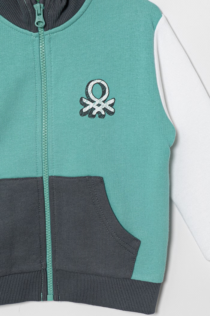 Chlapec United Colors of Benetton mikina na zips detská bavlnená 3J70G504A.P.Stagionale tyrkysová