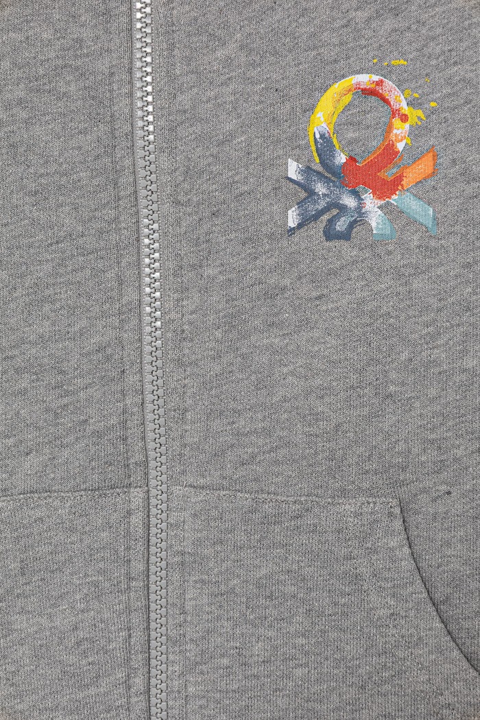 Chlapec United Colors of Benetton detská bavlnená mikina na zips 3J70G504A.P.Stagionale sivá