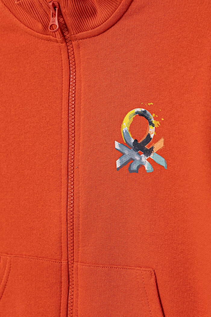 Chlapec United Colors of Benetton mikina na zips detská bavlnená 3J70G504A.P.Stagionale oranžová