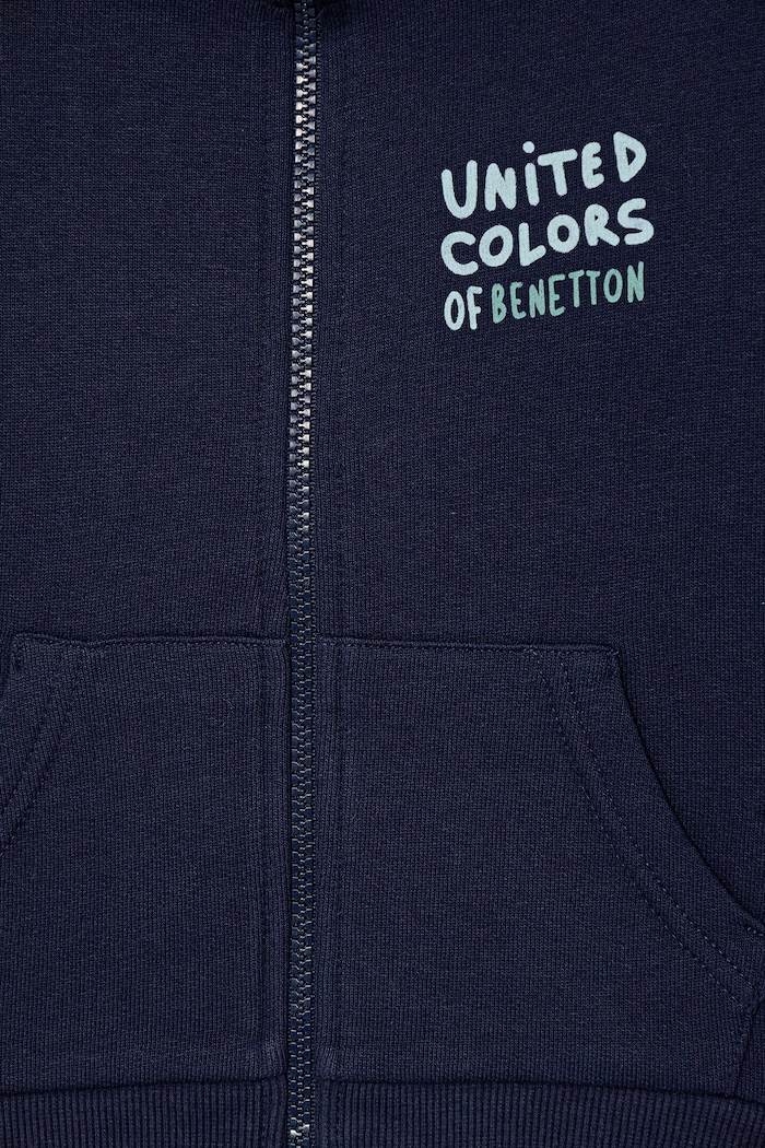 Băieți United Colors of Benetton hanorac cu fermoar pentru copii din bumbac 3J70G504A.P.Stagionale bleumarin