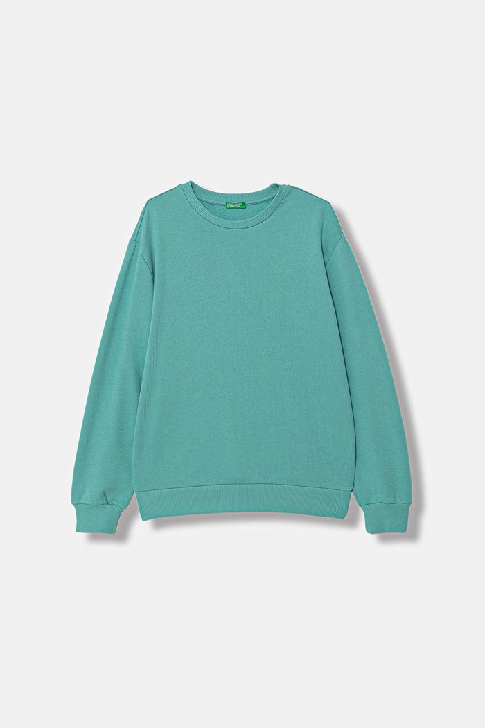 United Colors of Benetton detská bavlnená mikina tyrkysová 3NBMC10SB.G.Stagionale