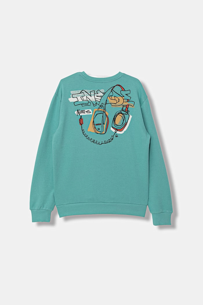 United Colors of Benetton detská bavlnená mikina 3NBMC10SB.G.Stagionale tyrkysová SS26